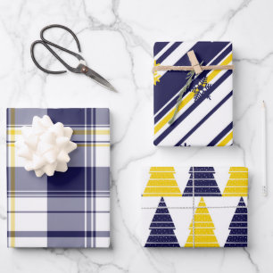 Maize and Blue gift wrapping 3-pack  Paper Sheet