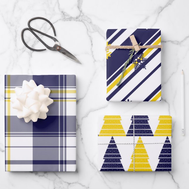 Maize and Blue gift wrapping 3-pack  Wrapping Paper Sheet (Front)