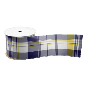 Maize and Blue Plaid Ribbon Satin Ribbon