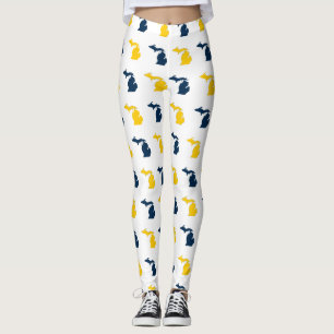 Maize Yellow and Blue State of Michigan Pattern Leggings