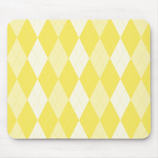 Maize Yellow Argyle Pale Gold Small Diamond Shape Mouse Pad (Front)