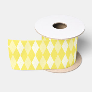 Maize Yellow Argyle Pale Gold Small Diamond Shape Satin Ribbon