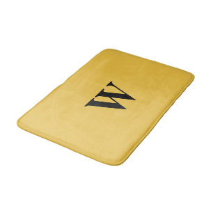 Maize Yellow Black Monogram Bath Mat