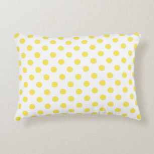 Maize Yellow Polka Dots Circles Decorative Cushion