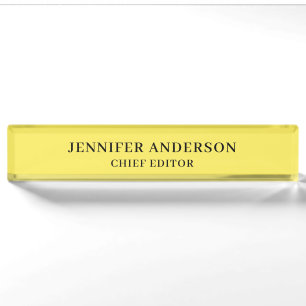 Maize Yellow Professional Modern Plain Minimalist Nameplate