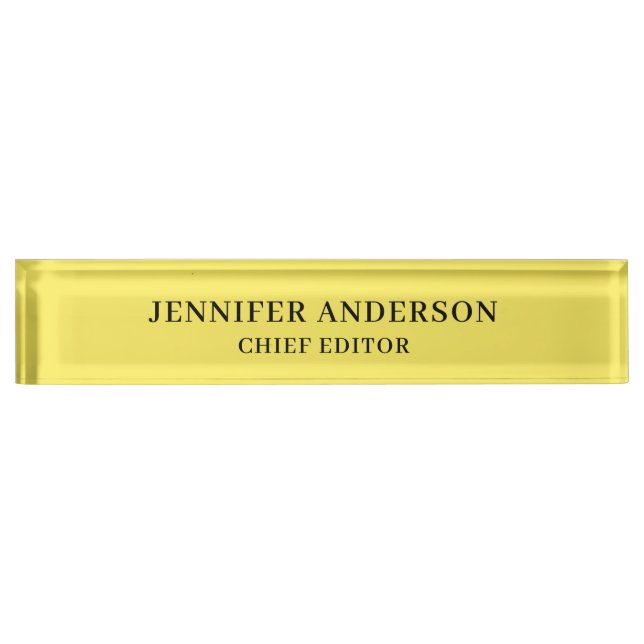 Maize Yellow Professional Modern Plain Minimalist Nameplate (Front)