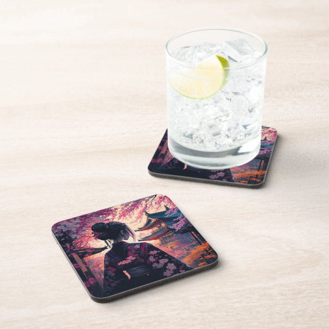 Maja Kirschblüten - Harte Plastikuntersetzer Coaster (Right Side)