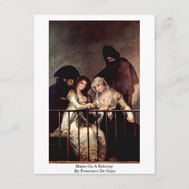 Majas On A Balcony By Francisco De Goya Postcard (Front)