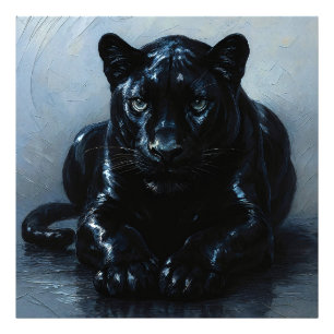 Majestätischer Schwarzer Panther – Malerei Porträt Photo Print