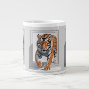 Majestic 3D Tiger Illustration   Hyper-Realistic  Large Coffee Mug