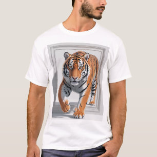 Majestic 3D Tiger Illustration Hyper-Realistic T-Shirt
