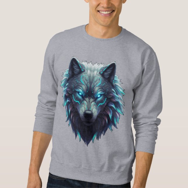 Majestic 3D Wolf Graphic Tee – Cyberpunk Forest Sp (Front)