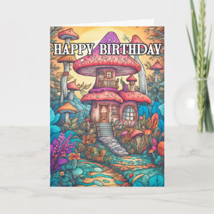 Majestic Abstract Mushroom Hut Illustration Card
