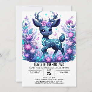 Majestic Adorable Deer Digital Birthday Invitation