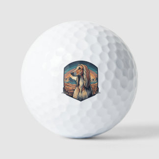 Majestic Afghan Hound Mountain Sunset Graphic Golf Balls