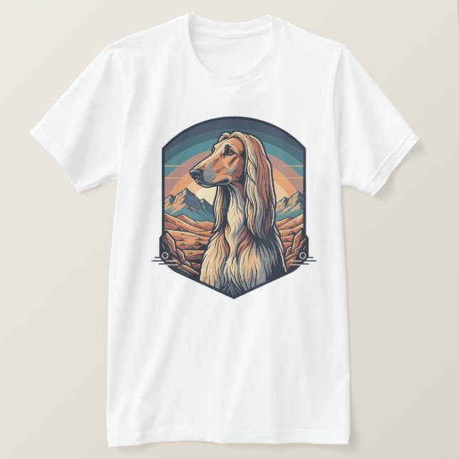 Majestic Afghan Hound Mountain Sunset Graphic T-Sh T-Shirt (Design Front)