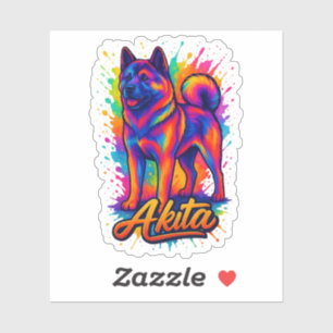 Majestic Akita – Vibrant Colourful Pop Art Illustr