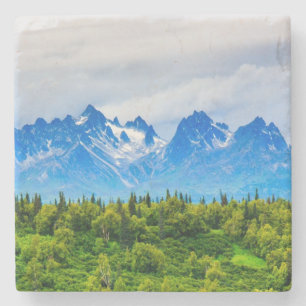 Majestic Alaska Mountains Stone Coaster