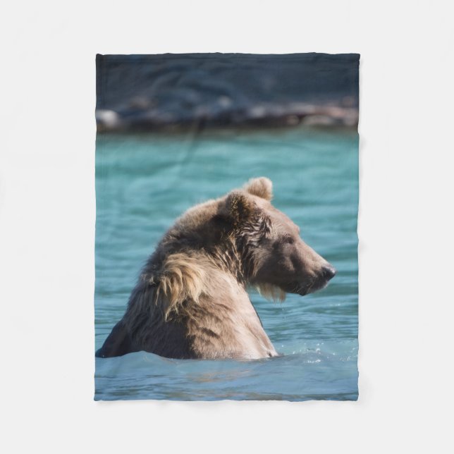 Majestic Alaskan Brown Bear Fleece Blanket (Front)