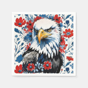 Majestic American Bald Eagle Floral Napkin