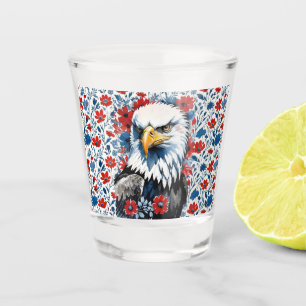 Majestic American Bald Eagle Floral Shot Glass