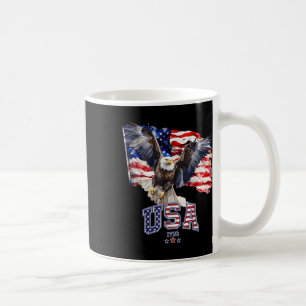 Majestic American Bald Eagle With Usa Flag 4th Of Coffee Mug