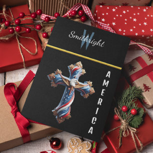 Majestic American Flag Cross With Soaring Eagle Postcard