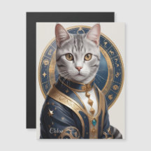 Majestic American Shorthair Cat in Blue and Gold
