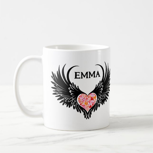 Majestic Angel with Black Wings Coffee Mug (Left)