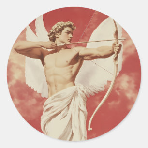 Majestic Angelic Archer - A Symbol of Love and Pas Classic Round Sticker
