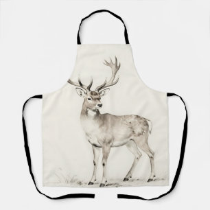 Majestic Antlered Deer Sketch Apron
