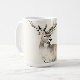 Majestic Antlered Deer Sketch Coffee Mug