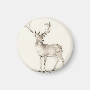 Majestic Antlered Deer Sketch Magnet