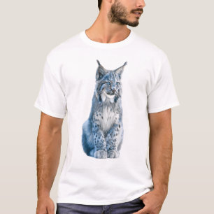 Majestic Arctic Blue Lynx Illustration Men T-Shirt