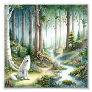 Majestic Arctic Wolf Forest Art Photo Enlargement Print