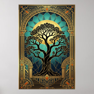 Majestic Art Deco Vintage Film Projector Gold  Poster