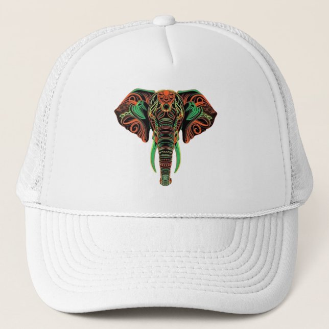 Majestic Artistic Elephant Trucker Hat  (Front)