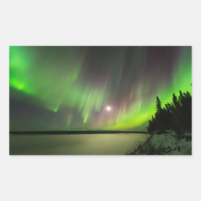 Majestic Aurora Rectangular Sticker (Front)