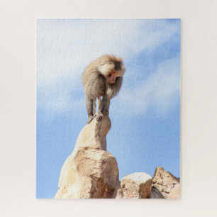 Majestic Baboon on Mountain Peak Jigsaw Puzzle