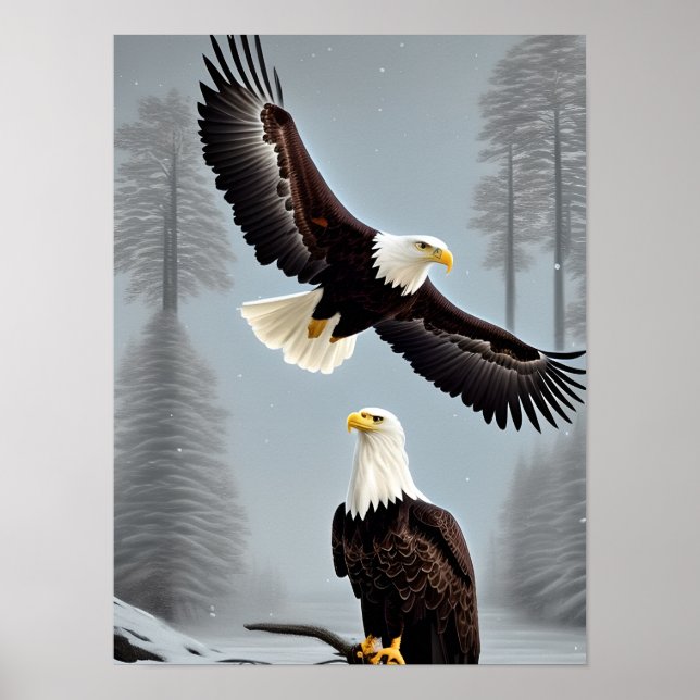 Majestic Bald Eagle Art Poster (Front)