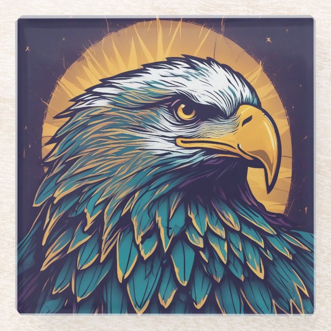 Majestic Bald Eagle Glass Coaster (Front)