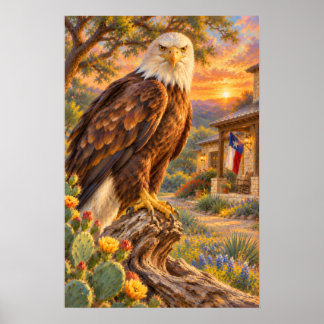 Majestic Bald Eagle in Texas Light Poster