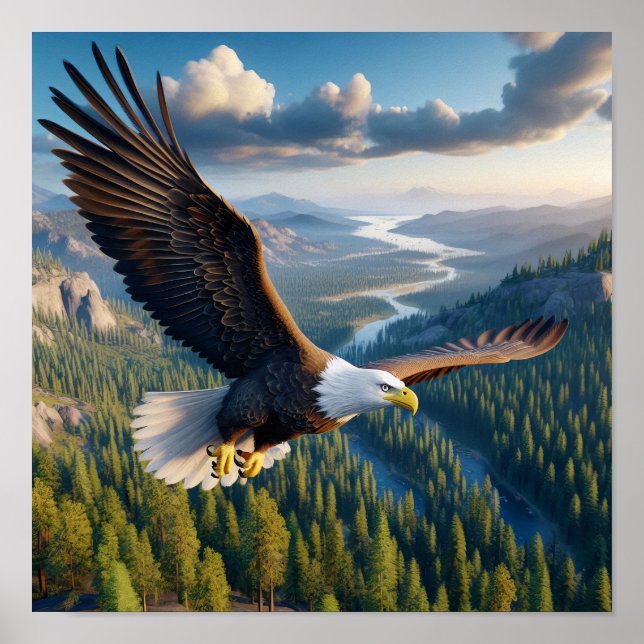 Majestic Bald Eagle in Untamed Wilderness Poster (Front)