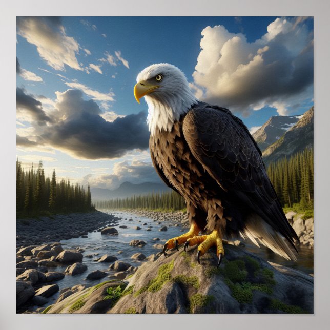 Majestic Bald Eagle in Untamed Wilderness Poster (Front)