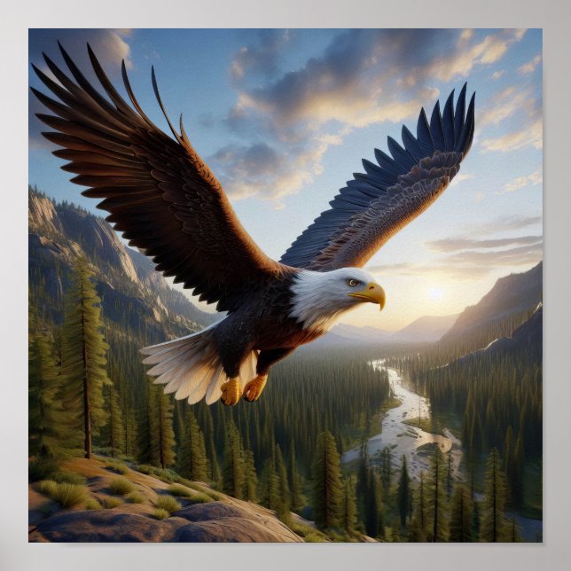 Majestic Bald Eagle in Untamed Wilderness Poster (Front)