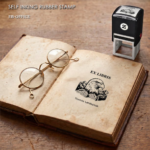 Majestic Bald Eagle Mountain Ex Libris Bookplate Self-inking Stamp
