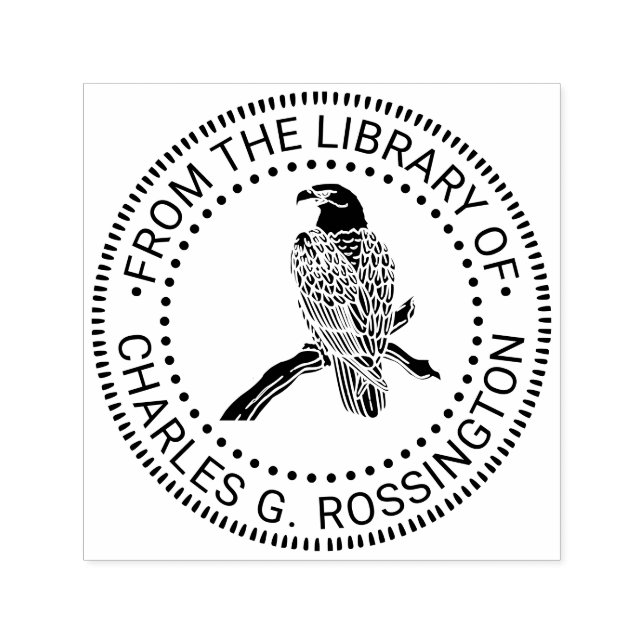 Majestic Bald Eagle On Branch NT Library Book Name Self-inking Stamp (Design)