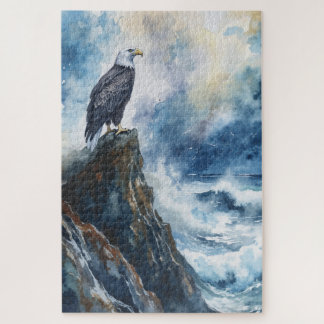 Majestic Bald Eagle Overlooking the Ocean  Jigsaw Puzzle