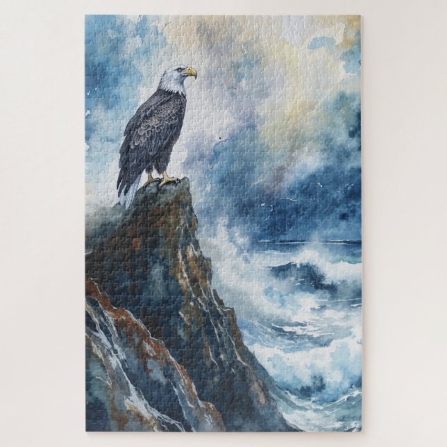 Majestic Bald Eagle Overlooking the Ocean  Jigsaw Puzzle (Vertical)
