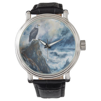 Majestic Bald Eagle Overlooking the Ocean Watch